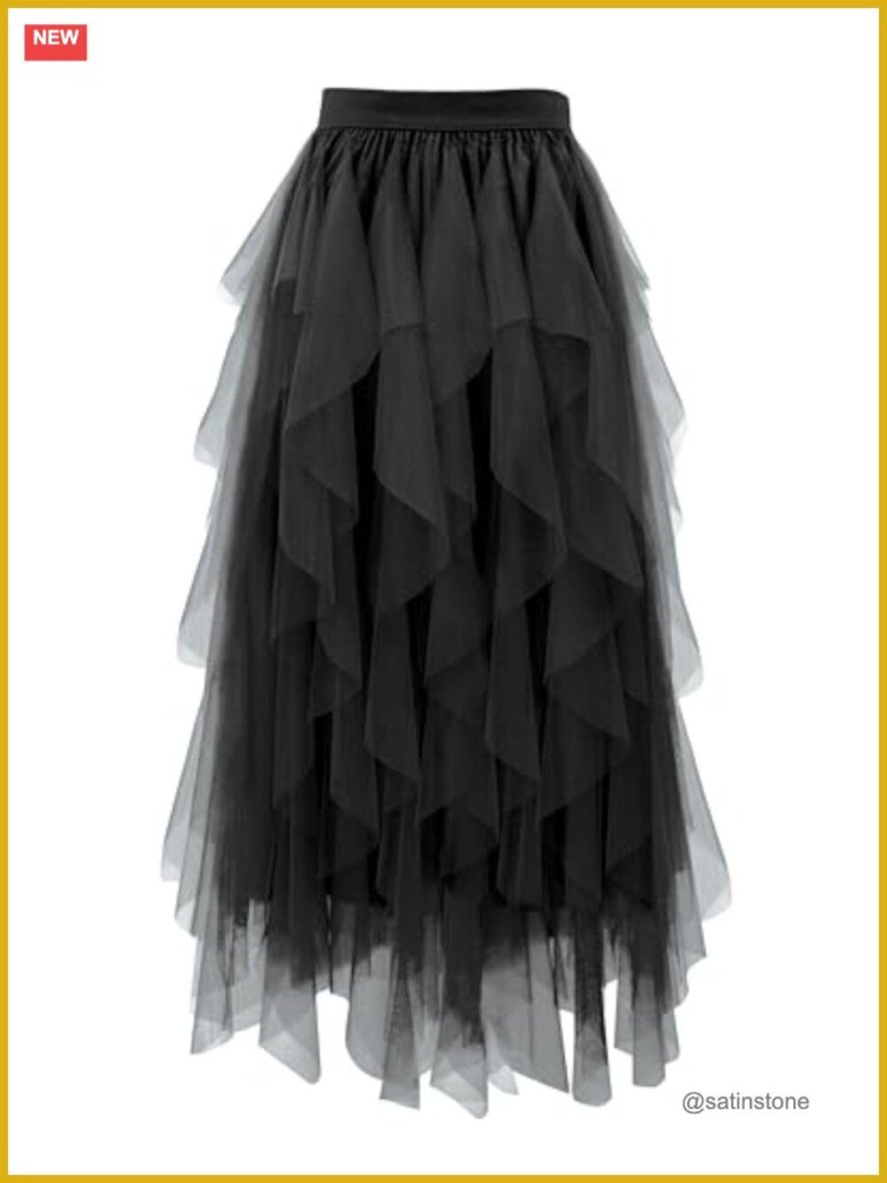 Women's Tulle A-Line Tiered Fairy Skirt Long Flowy Elastic Waist